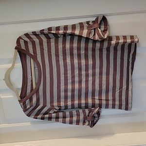 Loft purple and gray striped roll up sleeve small